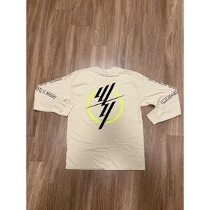 The Thread Shop Mens Tan Graphic Long Sleeve Tour T-Shirt Neon‎ Yellow Large